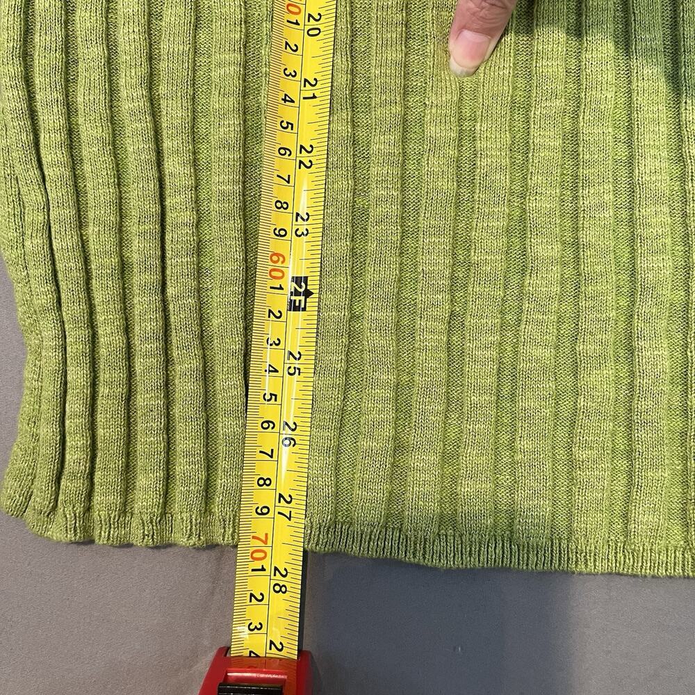 Free People Beach Women’s L Green Ribbed Knit Sweater Vest Veda Stretch linen - Picture 6 of 8